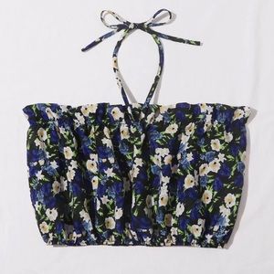 NWOT Blue floral halter crop top🌸